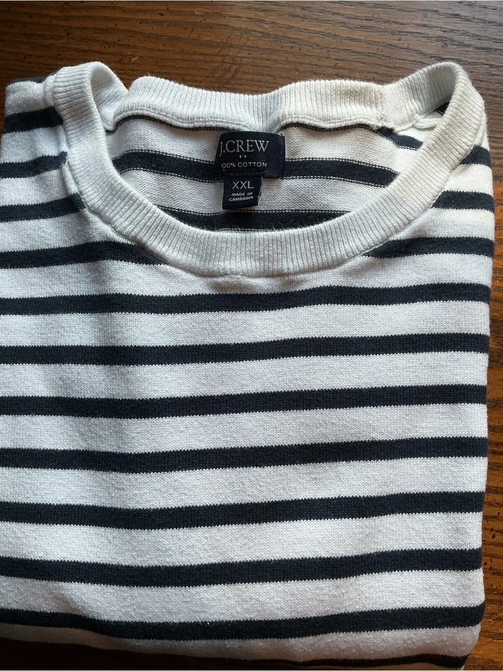 JCrew Men's Crewneck Black & White Striped Sweater XXL